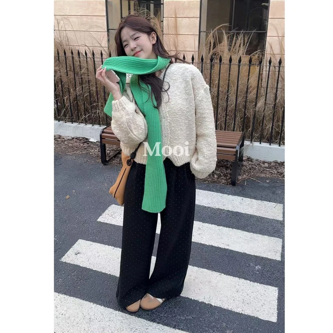 【mooi】'趣味波点'秋冬新款韩版ins风小众设计感休闲裤