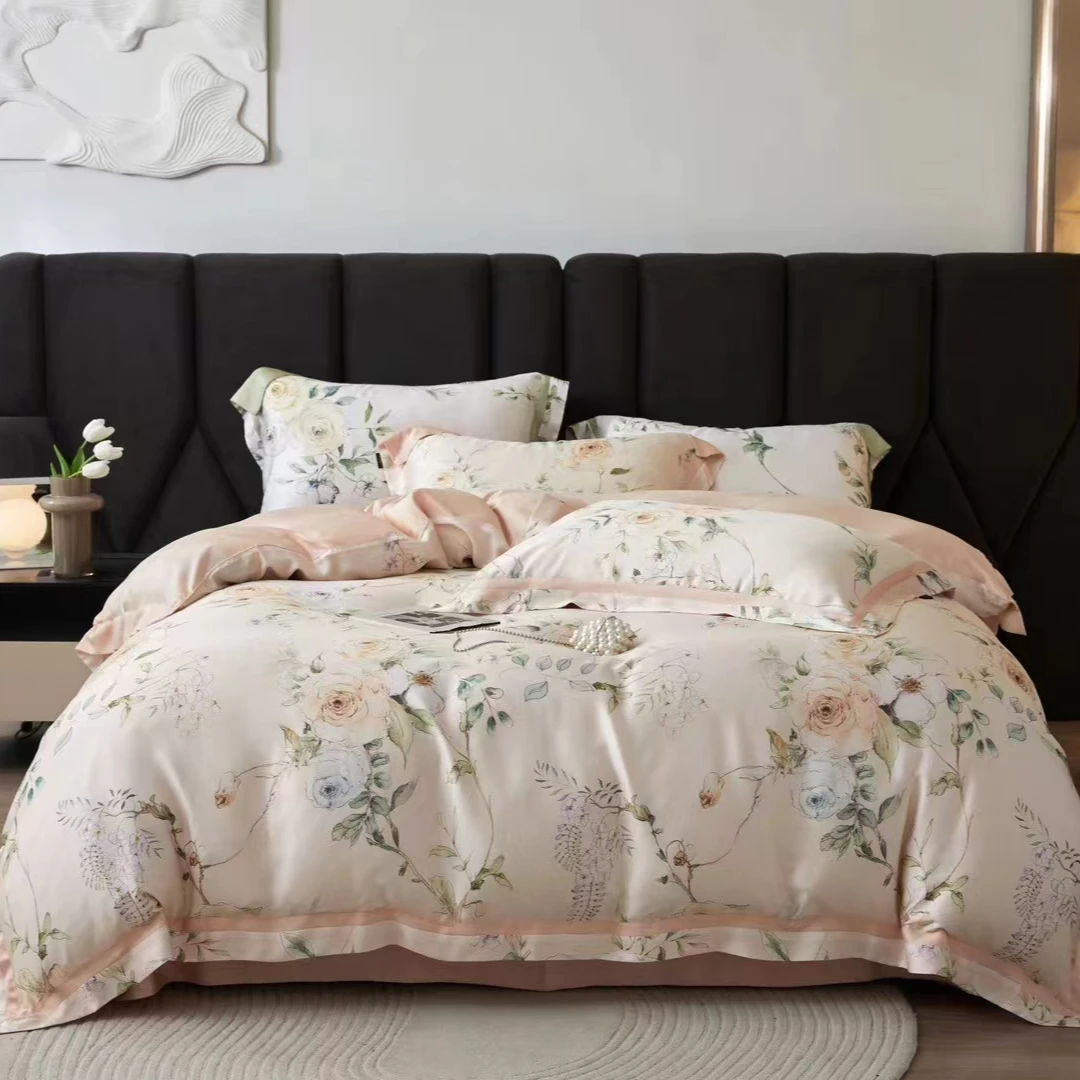 【小胖老弟】浮岚-大版数码印花简约清新奥地利兰精天丝四件套丝滑