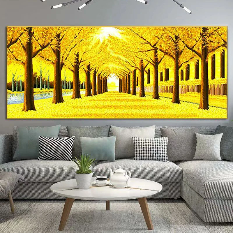 黄金满地十字绣2024新款客厅风景画印花十字绣中国风diy手工刺绣