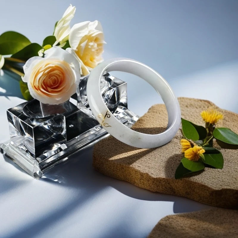 翡翠手镯缅甸A货A047描金-包证书7天鉴赏期支持复检圈口58-60