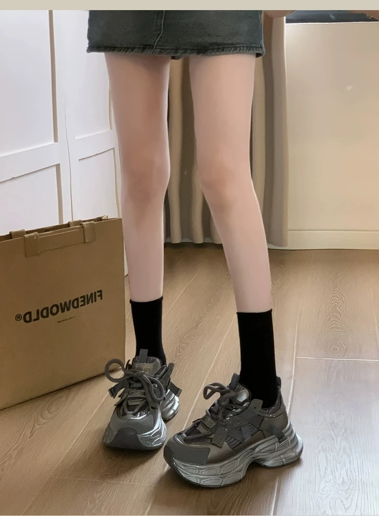 【9X】老爹鞋女2024秋季新款潮流复古小个子增高厚底炸街运动鞋秋