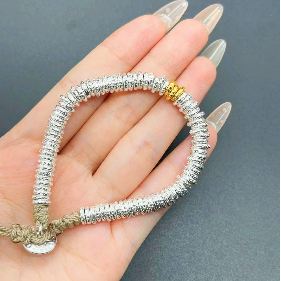 足银银制品 足银999盘缠手串手工实心百搭精美