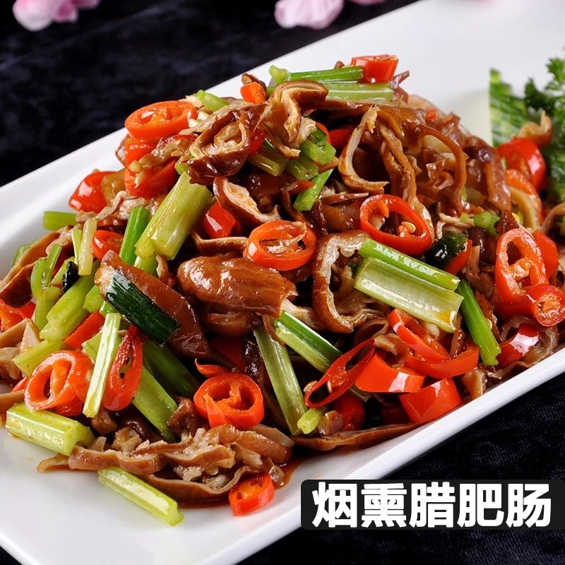 湖北恩施农家烟熏腊肥肠片肠500g