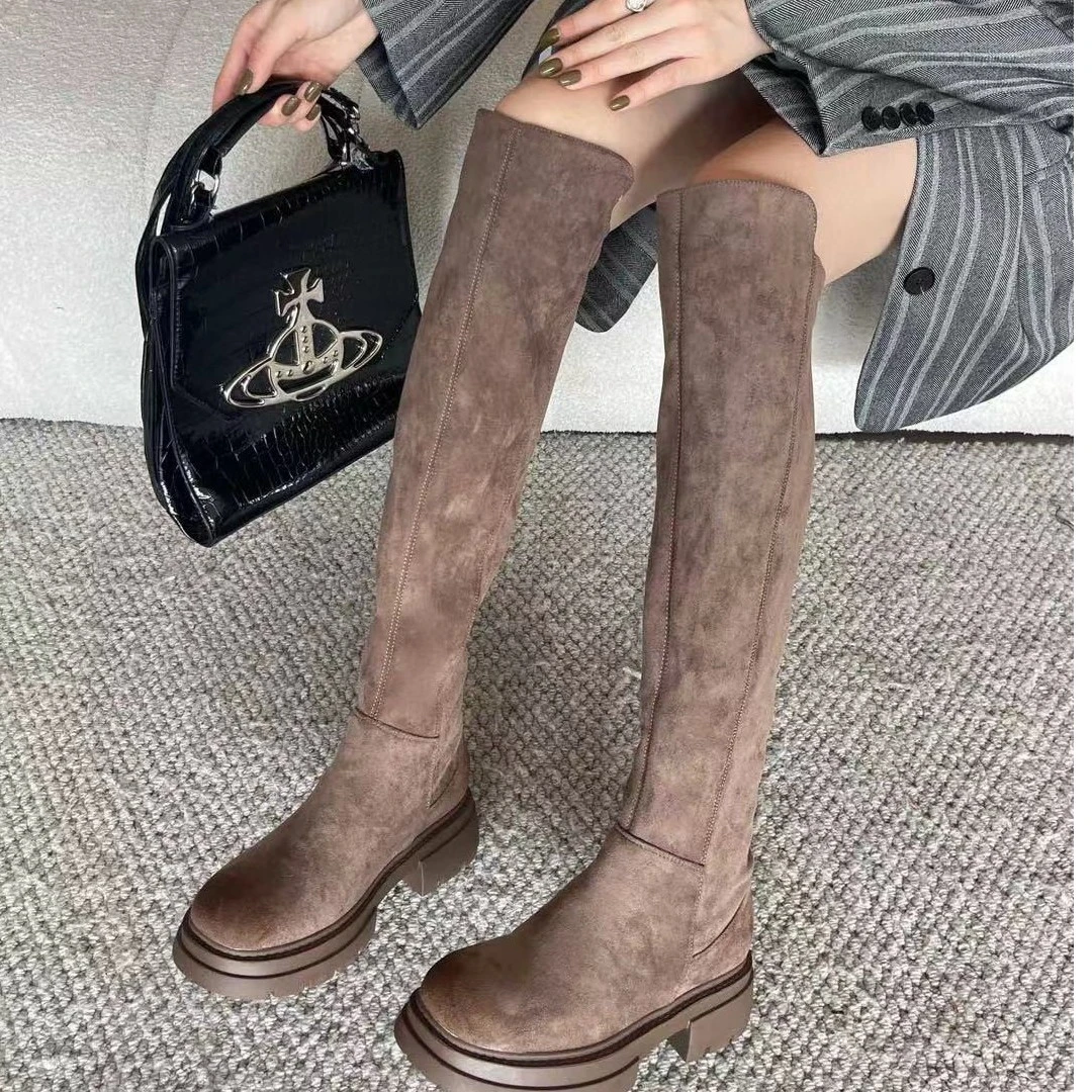 XIEFURN/鞋夫人秋冬款长筒靴过膝显瘦时尚百搭厚底瘦瘦靴长靴女