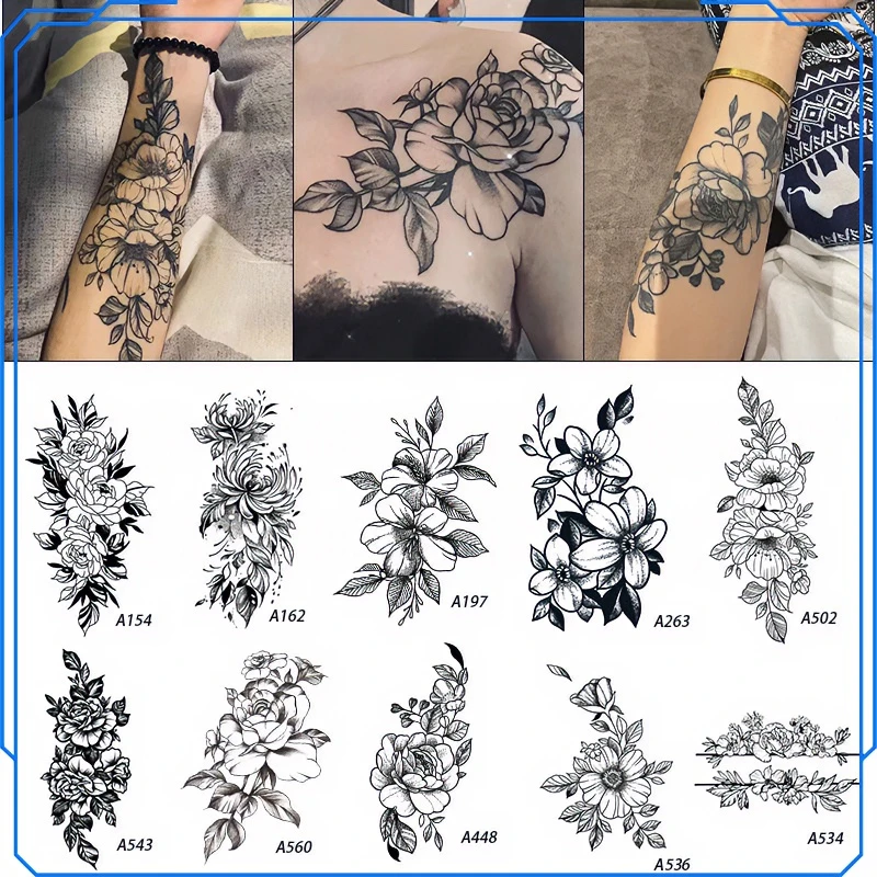 繁花全家桶手臂草本果汁防水持久半永久高级逼真仿真素花纹身贴女