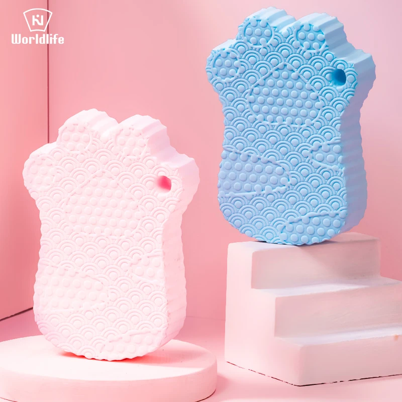 RAKUEN日本OK猫爪海绵浴室搓澡巾预防水垢清洁刷厨房浴室去水垢渍