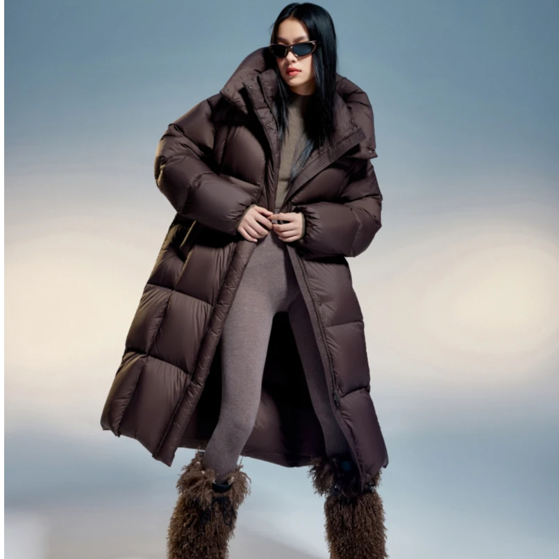 波司登2024年新品泡芙创新冬季时尚保暖舒适脱卸帽长款羽绒服外套