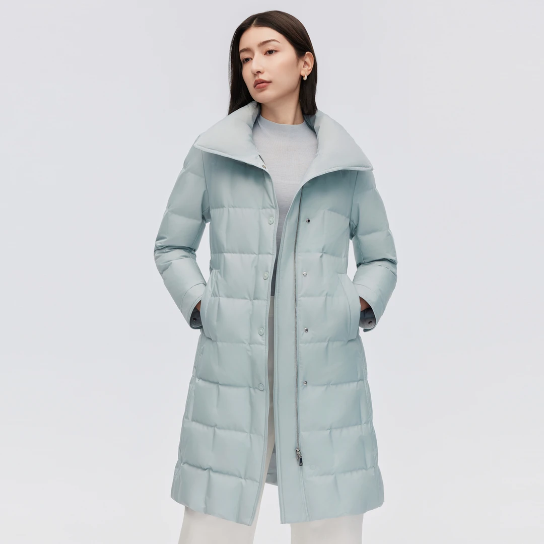 波司登秋冬季精致时尚气质高贵收腰女士长款保暖妈妈装羽绒服外套