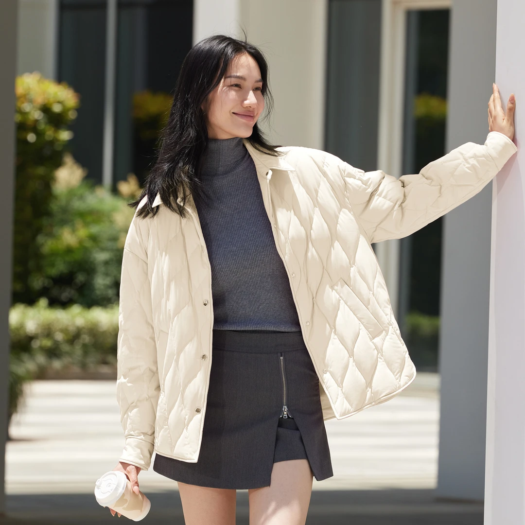 【波司登】春季衬衫领轻薄气质羽绒外套短款女士休闲百搭保暖舒适显