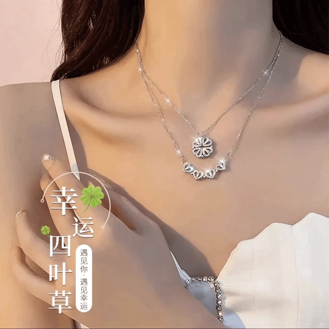 钛钢项链 【七夕礼物】轻奢送女友送老婆幸运四叶草项链套装礼盒
