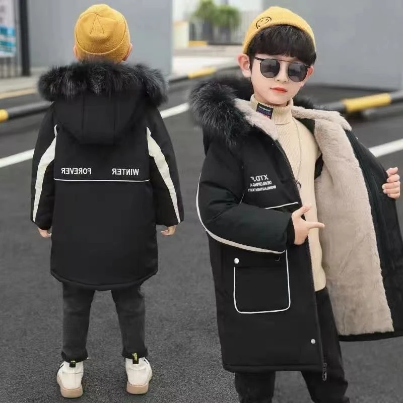 男童冬装棉衣加绒加厚棉服2023新款大童儿童外套潮洋气棉袄派克II