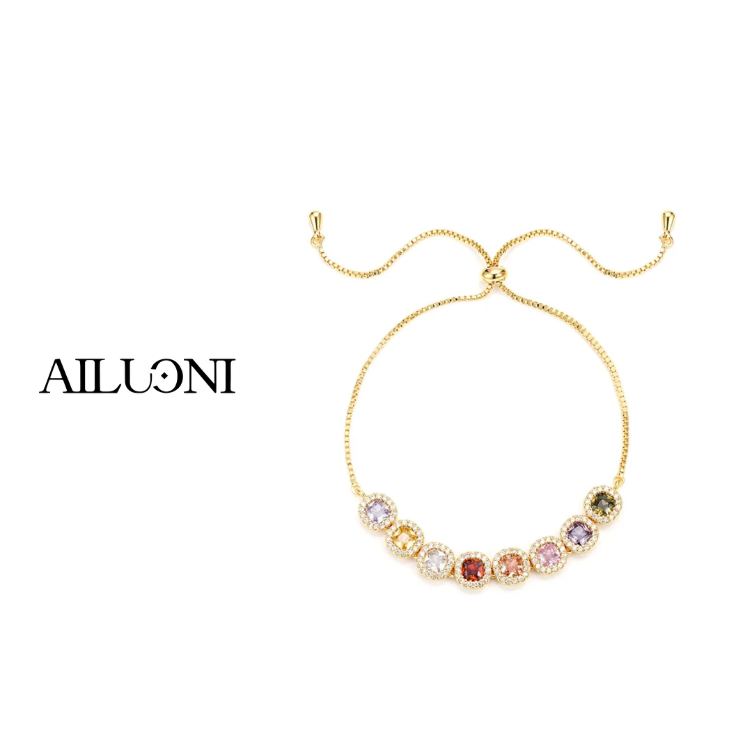 铜合金合成锆石手链 C0223★AILUONI【甜蜜糖果】轻奢抽拉手链气质