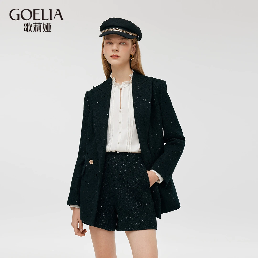 【商场同款新品】歌莉娅秋绵羊毛亮片西装欧若智性风1C9L6M740