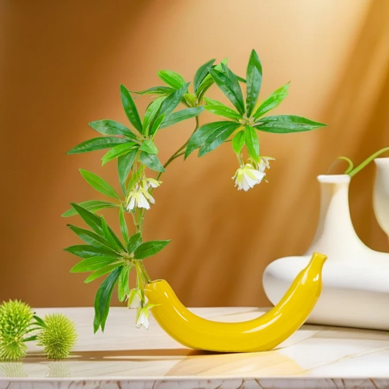【思音】仿真水石榕花禅意绿植手感树叶插花陶瓷花瓶造景假花绿植物
