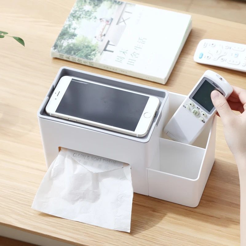 GQQ家用创意简约办公室客厅多功能桌面纸巾收纳盒