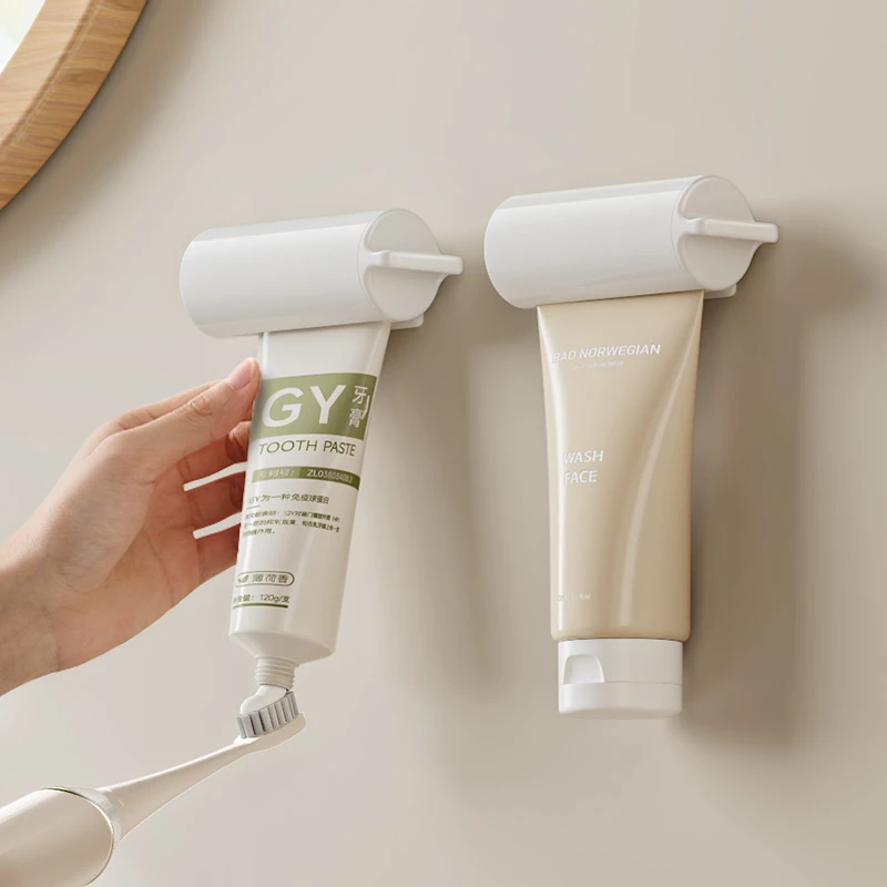 躬亲牙膏挤压器卫生间壁挂式神器免打孔护肤品洗面奶旋转式牙膏夹