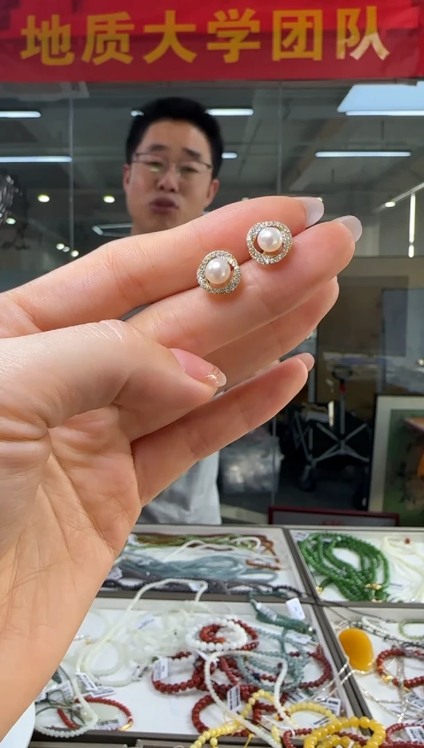 【闪购商品】淡水珍珠耳饰银S925镶嵌珍珠耳饰