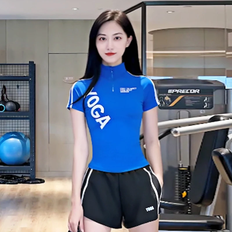 佑游运动上衣女夏季高弹瑜伽短袖薄款速干透气显瘦健身服32039B
