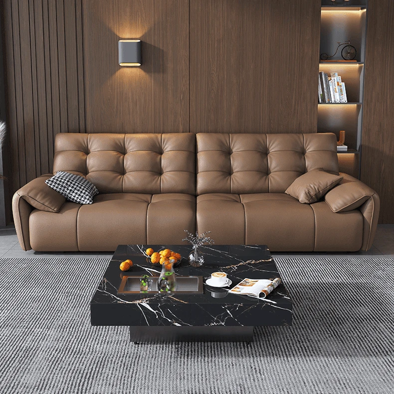 意式极简真皮沙发客厅高端直排头层牛皮大象耳朵直排沙发Y739