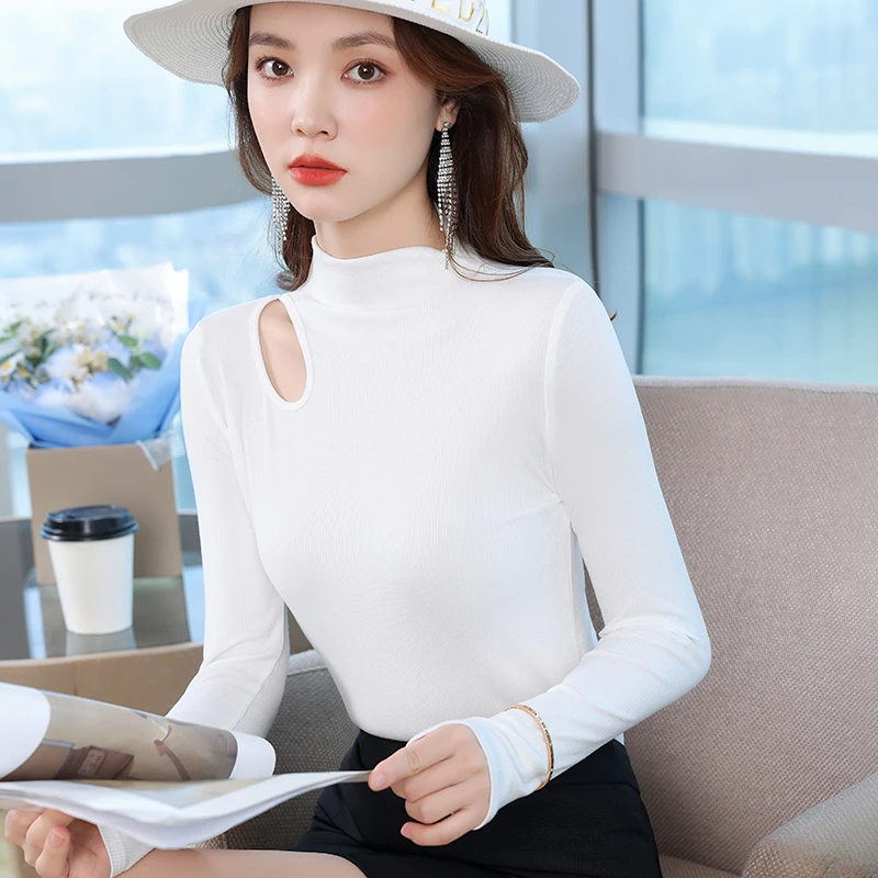 修身显瘦内搭打底衫女2024秋装新款别致设计感气质女神范长袖T恤