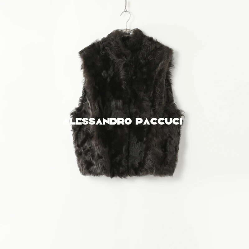 AP洛哥44078CM【焦糖栗子】小湖羊皮毛一体简约时尚百搭马甲2024冬