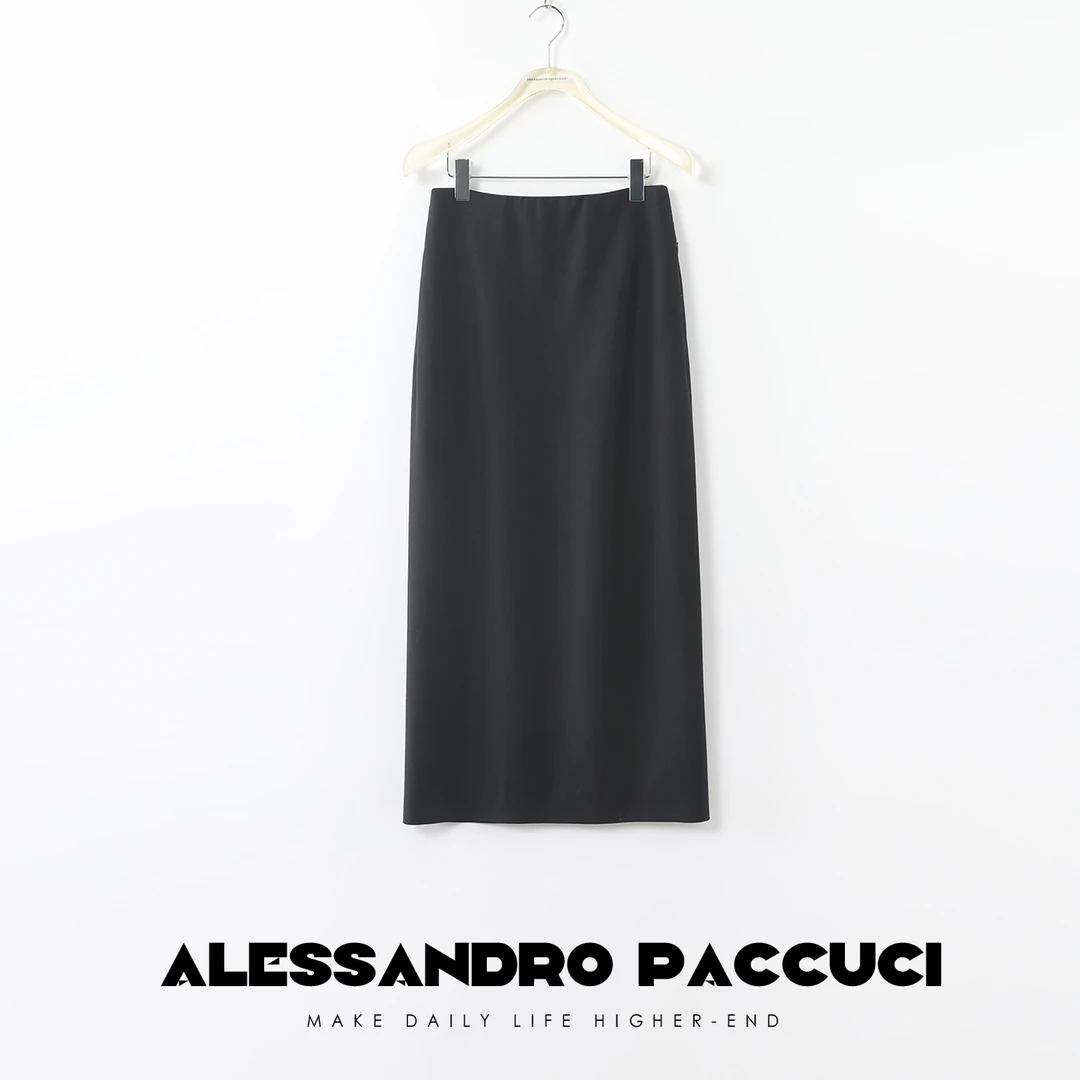 AP洛哥25829 X【慵懒随行】 精纺羊毛简约百搭开叉半身裙2024秋