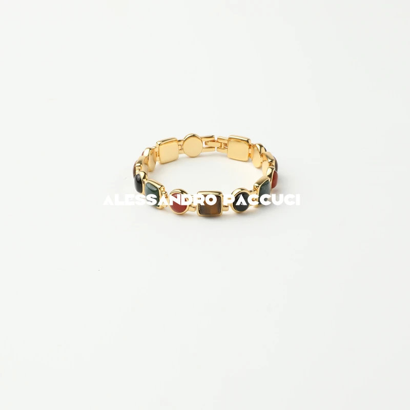 黄铜手链 AP洛哥43120EL【彩宝手链】时尚百搭手工制作中古风手链