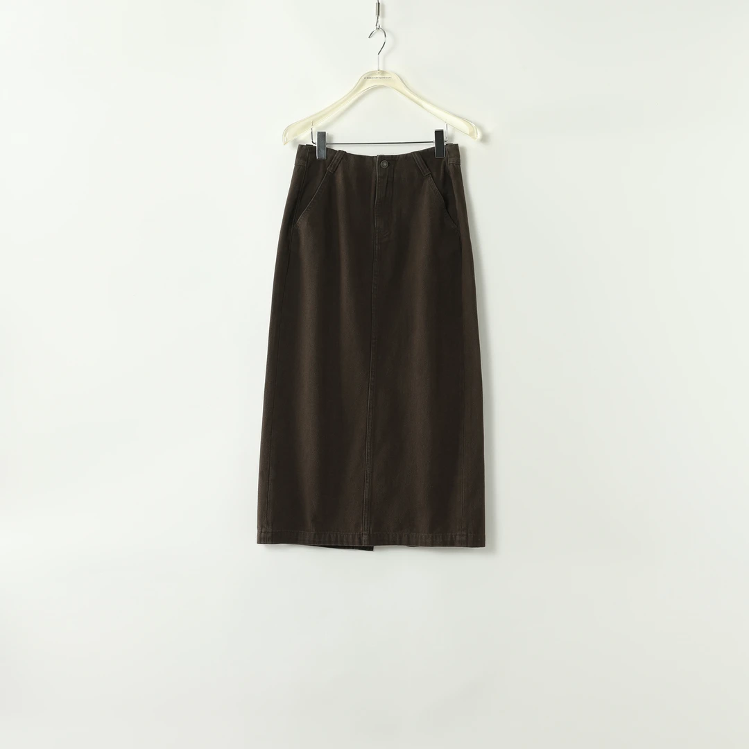 AP洛哥43064QB【鼠尾草】棉后开叉廓形直身牛仔半裙2024秋