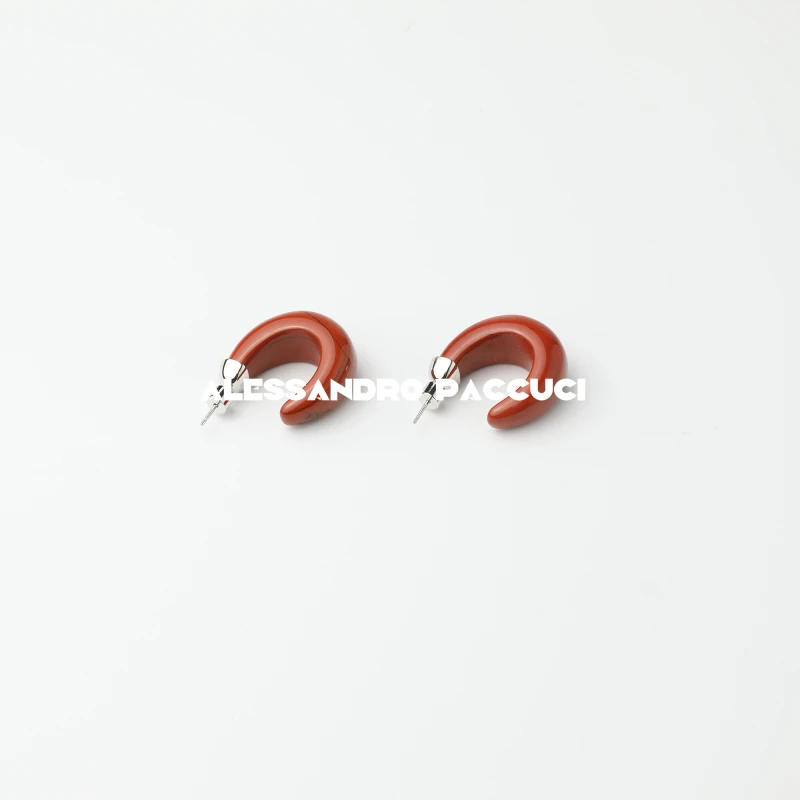 925银珐琅耳饰 AP洛哥42034EE-1【红钰】红色简约时尚圆弧耳饰