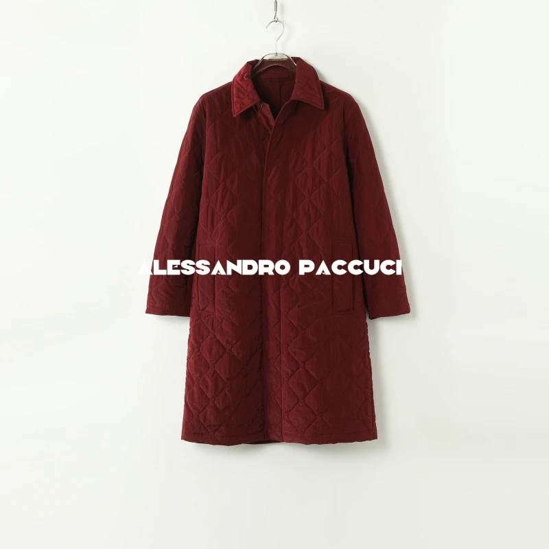 AP洛哥44012GM【驼影】纯色翻领骆驼绒绗线休闲中长款外套2024冬