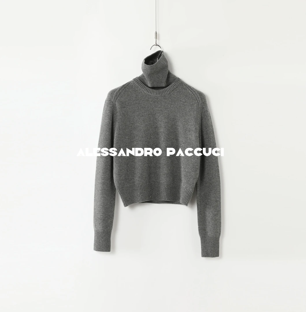 AP洛哥43155ST【暖筑】绵羊毛圆领可拆卸脖套前斜肩百搭套头衫24秋