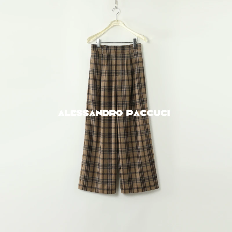 AP洛哥44180KC【黑标系列】意大利进口绵羊毛格子半松紧腰休闲长裤