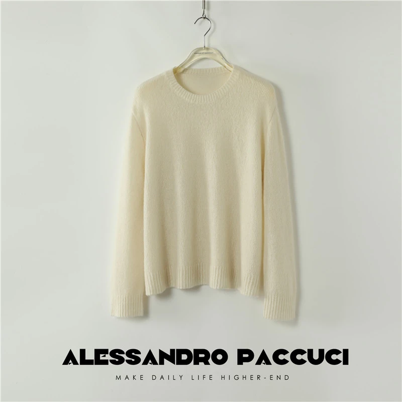 AP洛哥43172ST【绒钰】100羊绒落肩圆领多色百搭针织套头衫2024秋