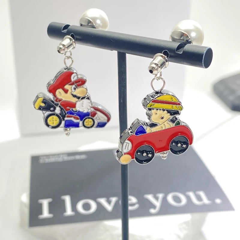 铜合金仿珍珠耳饰 03921大淇原创可爱卡通动漫人物头像贝珠耳钉