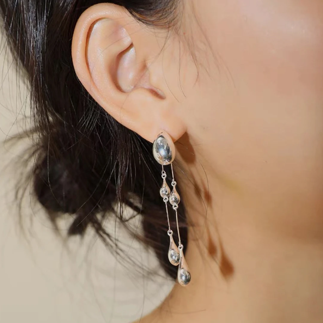铜合金耳饰 02899大绮原创ins冷淡风简约水滴气质百搭耳环