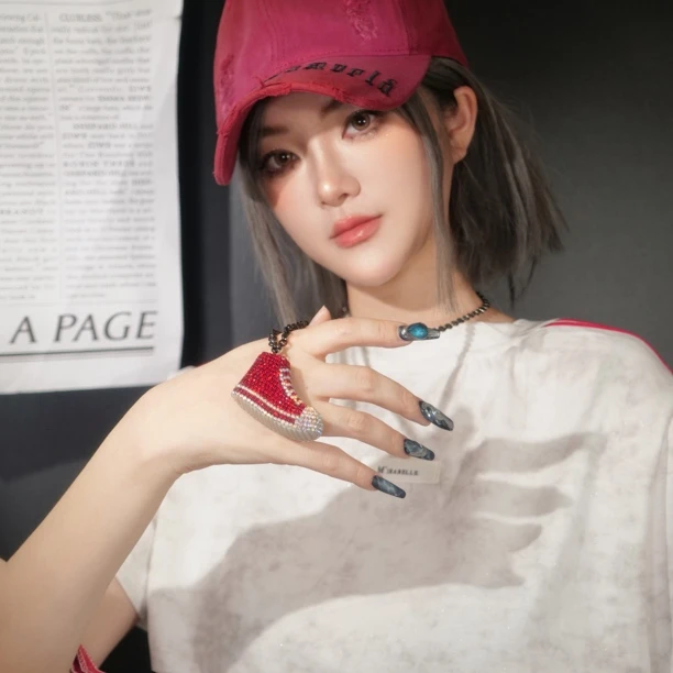 钛钢项链 03604 DA/QI大绮原创红色鞋子镶嵌锆石个性项链