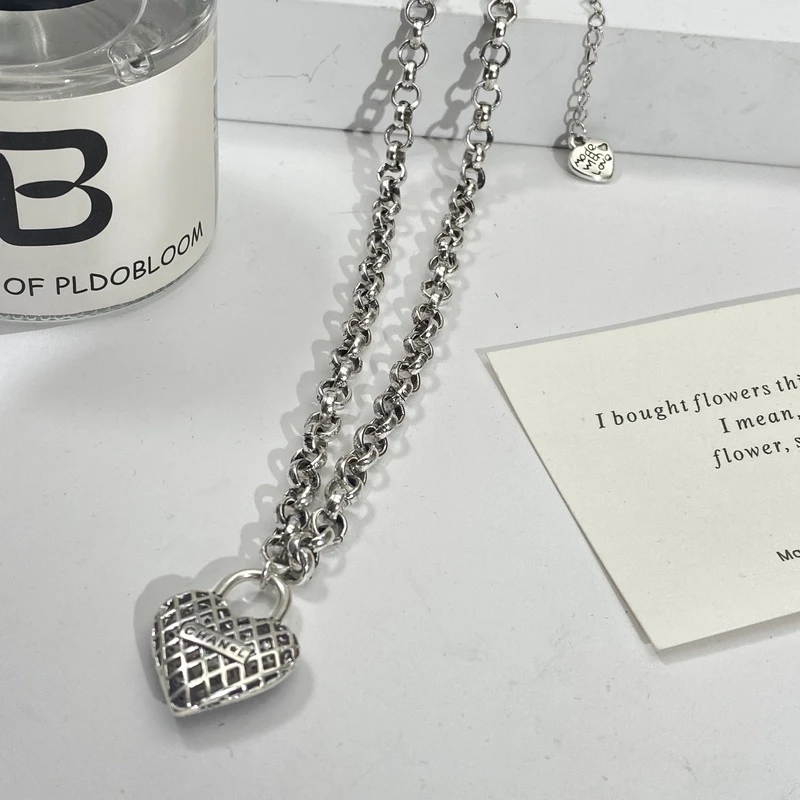 铜合金项链 04092大淇原创秋冬新款简约风爱心字母小锁个性项链