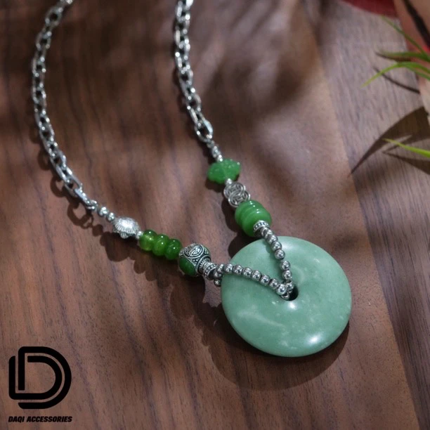 钛钢琉璃项链 04424新中式国风复古莲花蓬平安扣高级感项链