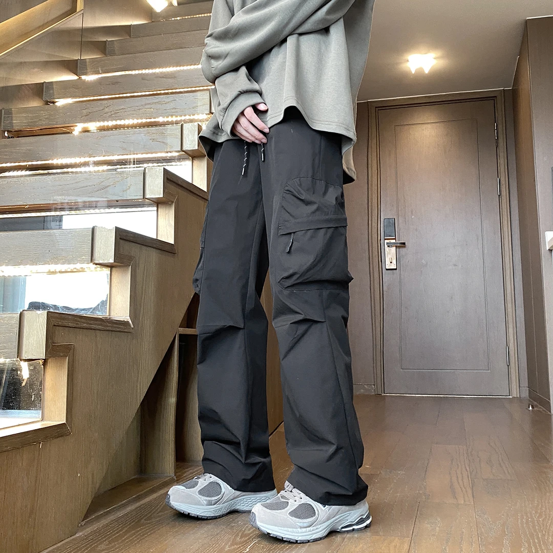 户外登山伞兵工装裤男款春秋防水冲锋裤百搭宽松直筒阔腿休闲裤子