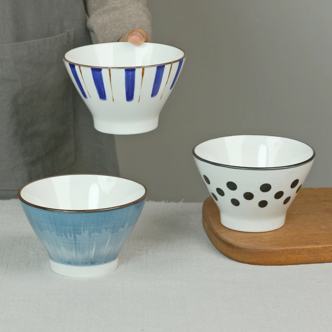 5英寸高颜值家用陶瓷斗笠碗2024新款米饭碗个性日式饭碗酸奶碗