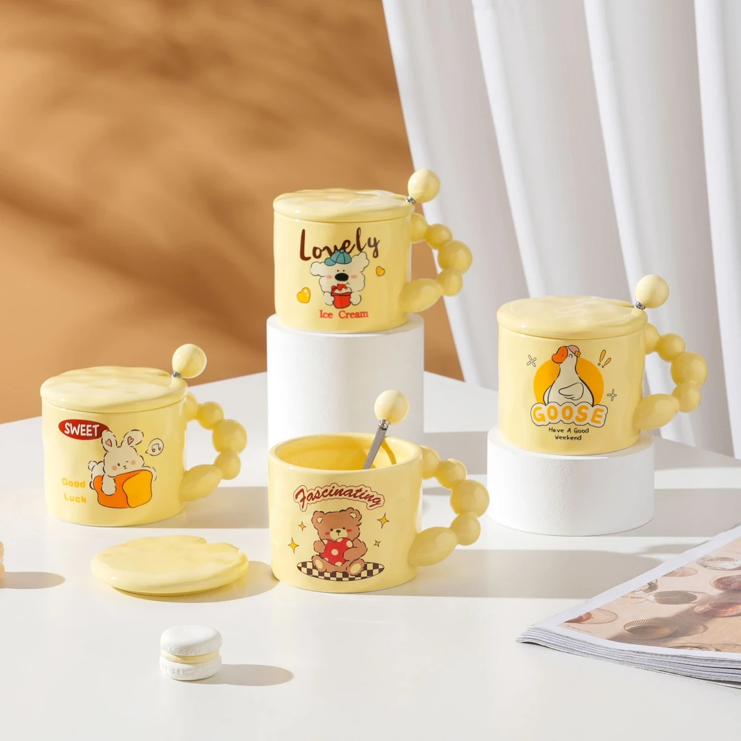 奶fufu陶瓷水杯高级感创意卡通马克杯女生喝水杯办公家用咖啡杯子