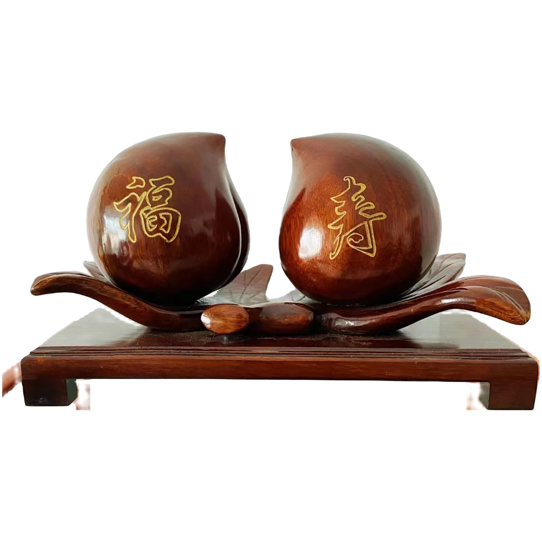 桃木寿桃木雕摆件装饰品生日祝福家居饰品送长辈