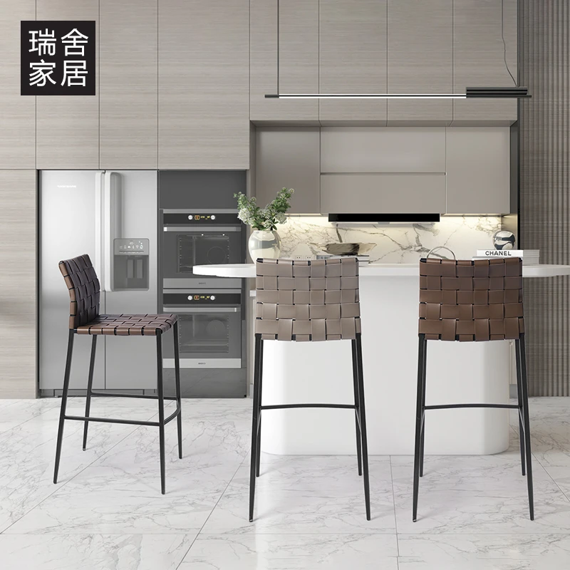 RESHE/瑞舍家居吧台椅家用高脚凳简约现代吧台凳轻奢吧椅酒吧椅子