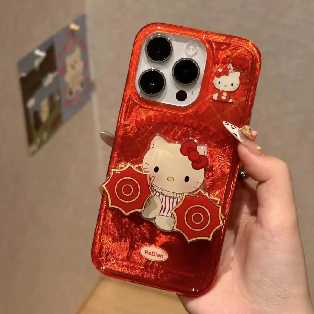 旋转手绢KT猫适用iPhone16promax个性苹果15手机壳14可爱13趣味12