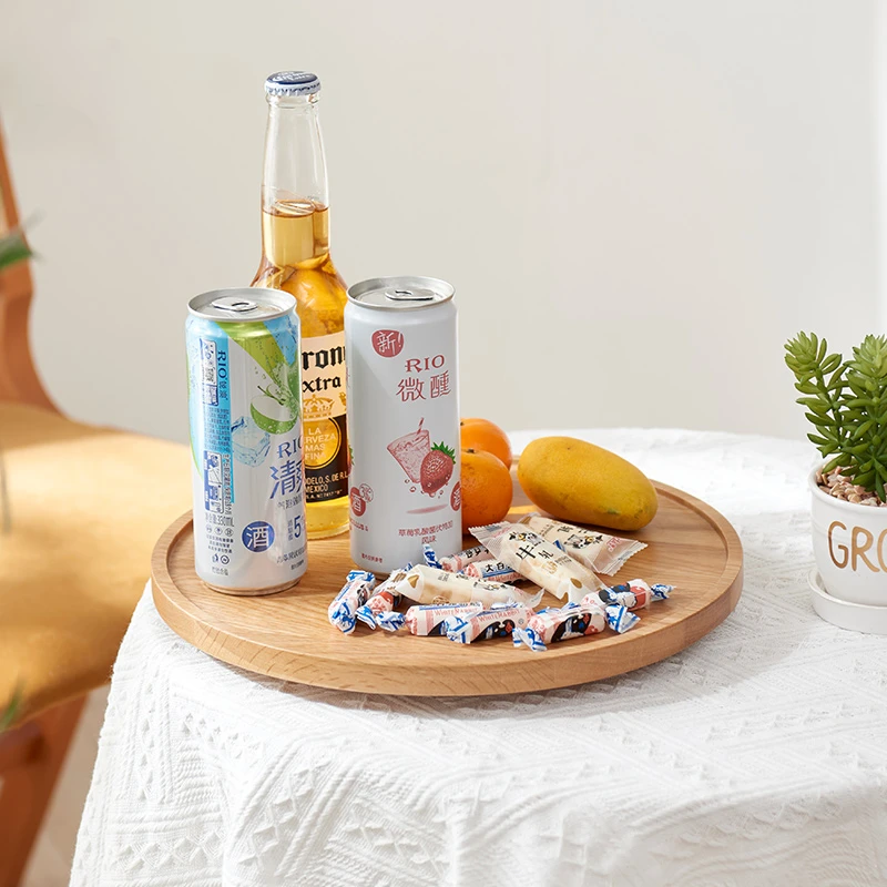 实木木质零食托盘下午茶果盘护肤化妆品香水家用调料可旋转置物架