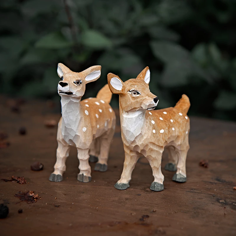 实木纯手工木雕摆件创意动物节日礼品客厅摆件家居装饰个性梅花鹿