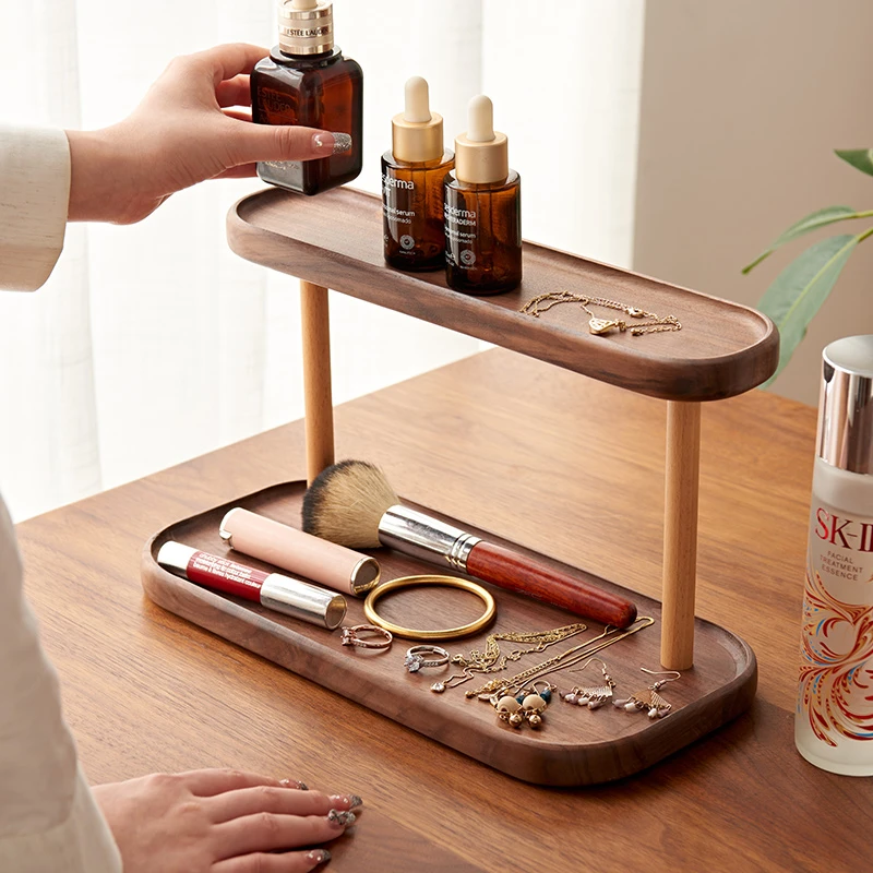 黑胡桃木置物架实用玄关梳妆台书桌客厅钥匙架实木置物架木质工艺