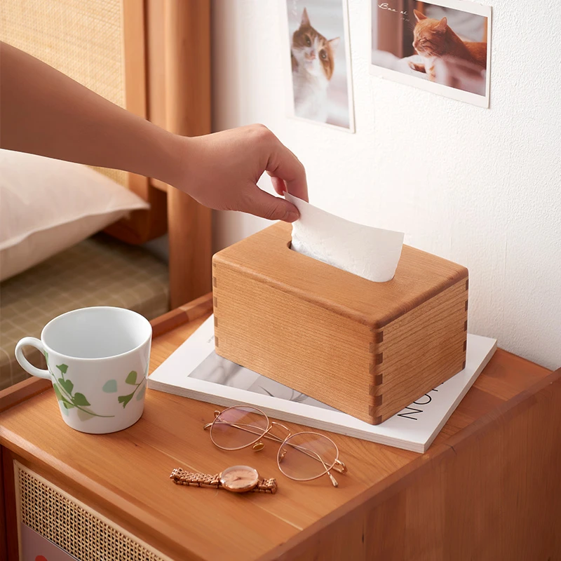 樱桃木黑胡桃木纸抽盒实木抽纸盒客厅茶几高档木质复古轻奢纸巾盒