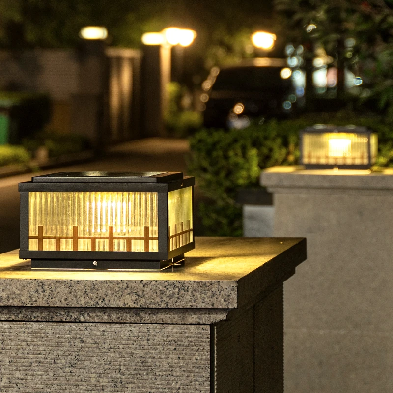 太阳能柱头灯户外防水庭院别墅大门柱子灯现代简约室外接电两用灯