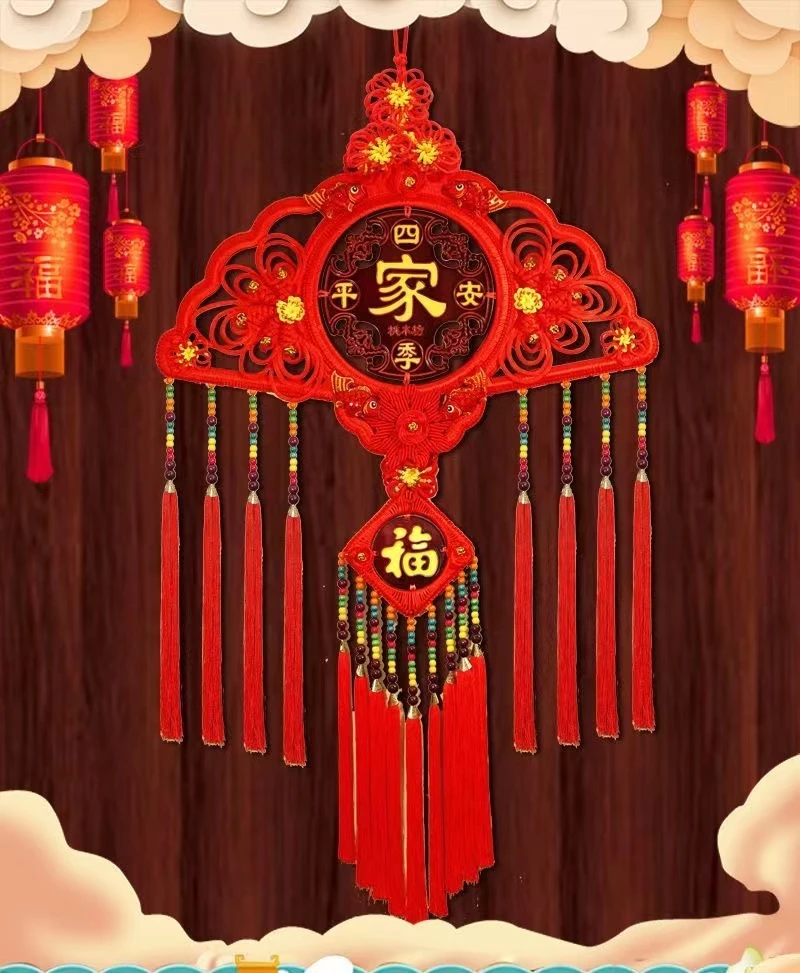 新款扇形挂件特大号双桃木中国结乔迁新居过年福字
